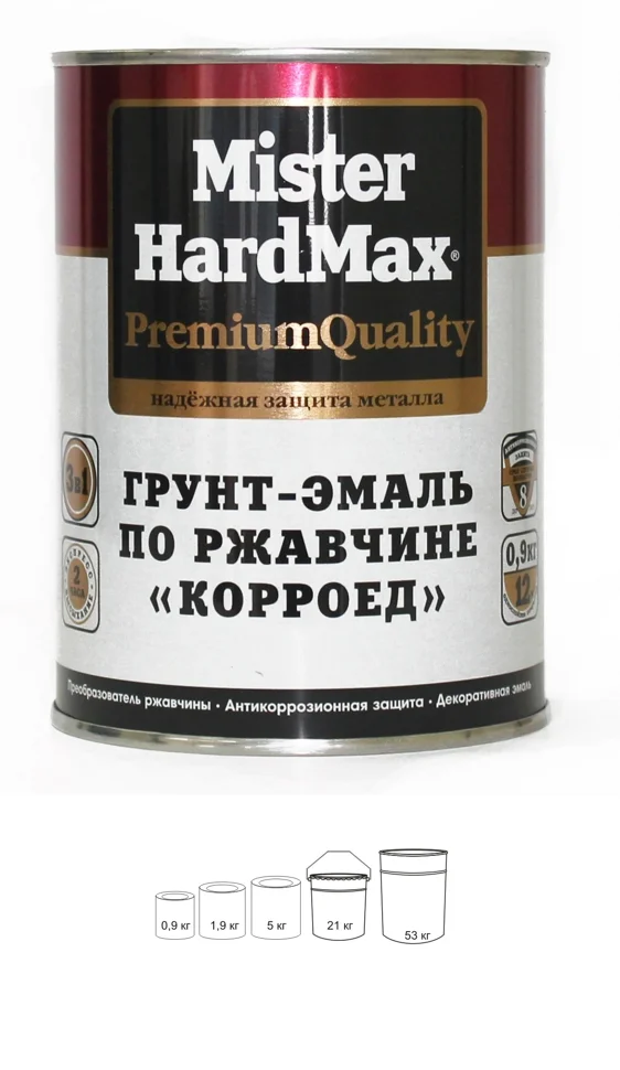 Грунт-эмаль по ржавчине Mr. HARDMAX Корроед красная (RAL 3020) 0,9кг