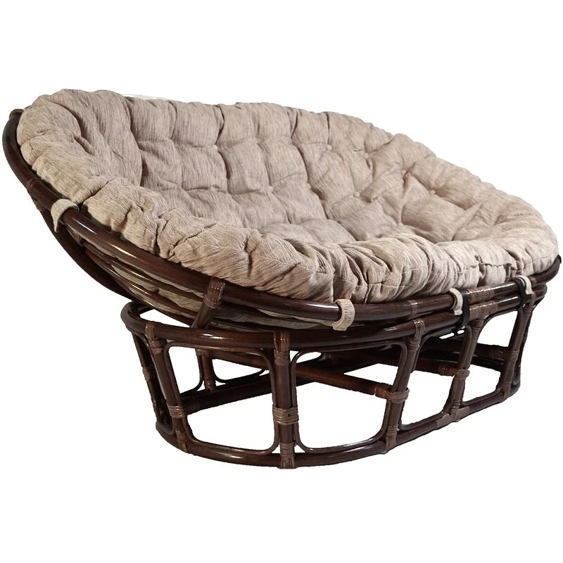 Кресло Mamasan, цвет плетения темно-коричневый, цвет подушки коричневый