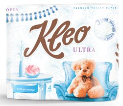 Бумага туалетная "Kleo" Ultra 3 слоя, 4 рулона