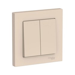 Выключатель двухклавишный СП AtlasDesign 10А беж SE ATN000252 в сборе Systeme Electric