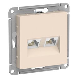 Механизм розетки компьютерной 2-местная СП AtlasDesign RJ45 кат.5E беж. Schneider Electric ATN000285