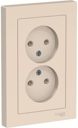 Розетка 2-местная СП AtlasDesign 16А IP20 без заземления в сборе беж Systeme Electric ATN000220