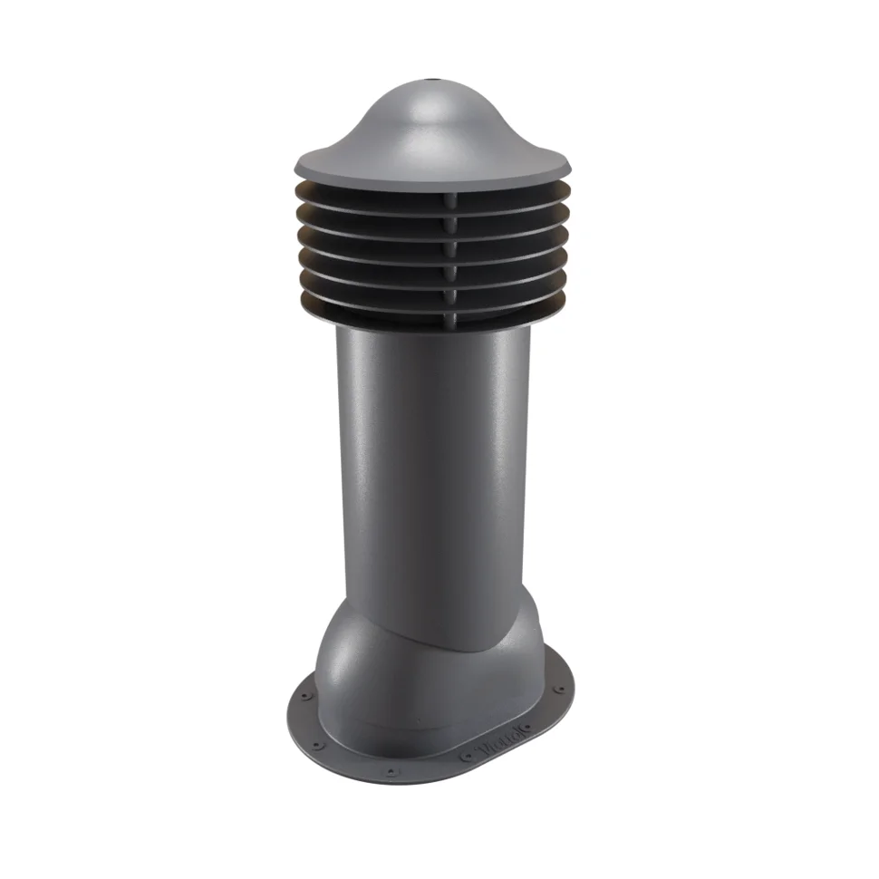Комплект труба вентиляционная VIOTTO для готовой мягкой и фальцевой кровли D125/650, утепленная, серый (RAL 7024)