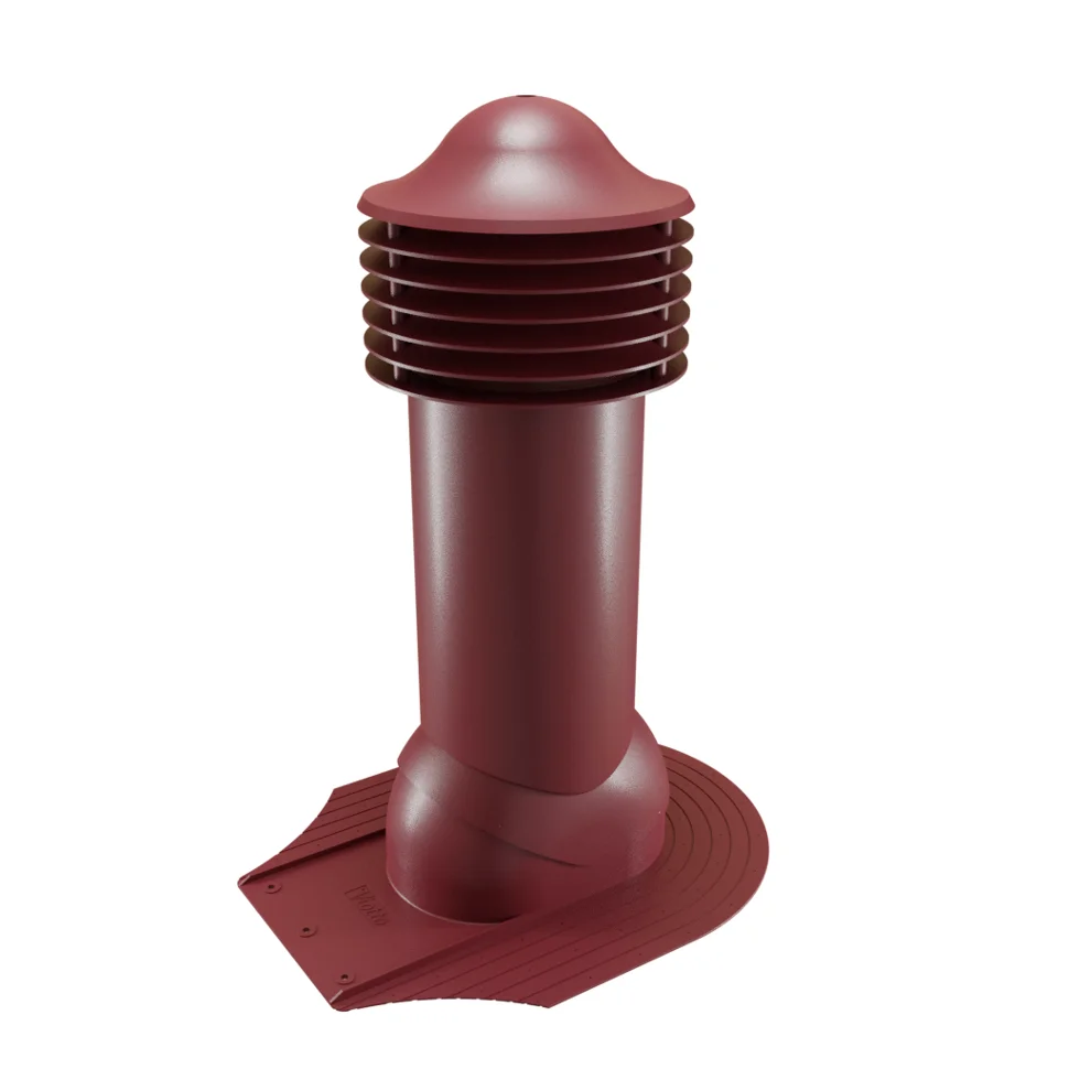Комплект труба вентиляционная VIOTTO для мягкой кровли при монтаже D125/650, утепленная, красный (RAL 3005)