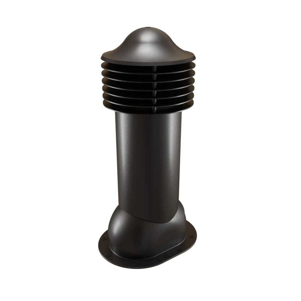 Комплект труба вентиляционная VIOTTO для готовой мягкой и фальцевой кровли D150/650, утепленная, черный (RAL 9005)
