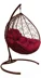 Подвесное кресло "Капля", цвет плетения – коричневый, подушка – бордовый, каркас – коричневый