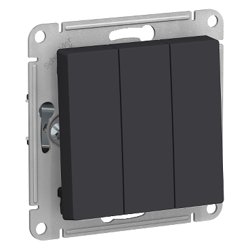 Механизм выключателя трехклавишный СП AtlasDesign 10А IP20 (сх. 1+1+1) 10AX карбон SE ATN001031 Systeme Electric