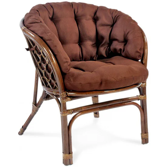Кресло Багама с коричневой ушастой подушкой твил, браун (темнокоричневый)