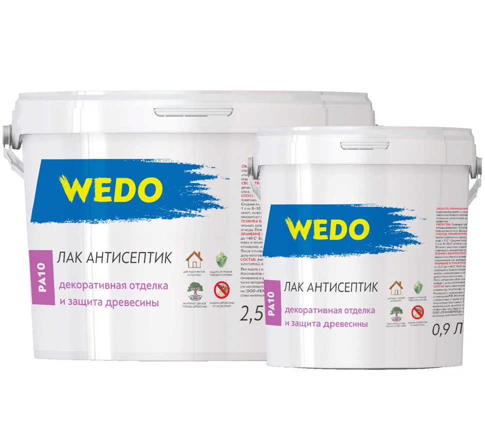 Лак-антисептик акриловый WEDO PA 10 бесцветный 0,9л