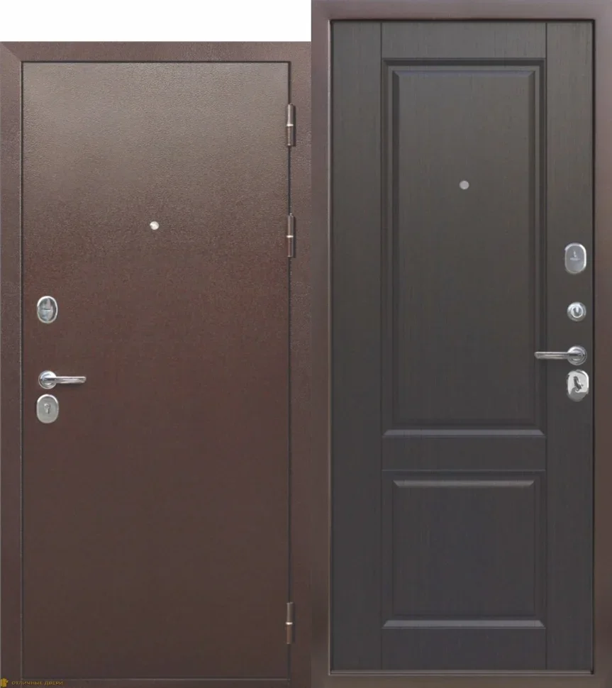 Дверь мет. 9 см 960х2050 &quot;Пр&quot; Металл медный антик/темный кипарис МДФ