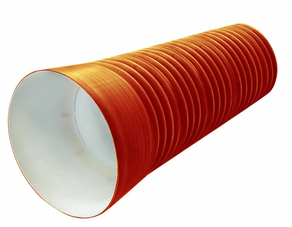 Труба канализационная гофрированная двустенная ПП D 575/500 с раструбом L-6м, рыжая SN8