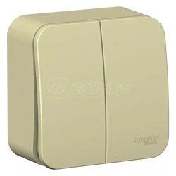 Выключатель двухклавишный ОП Blanca 10А IP20 (сх. 5) 250В с изолир. пластиной беж. SE BLNVA105017 SE