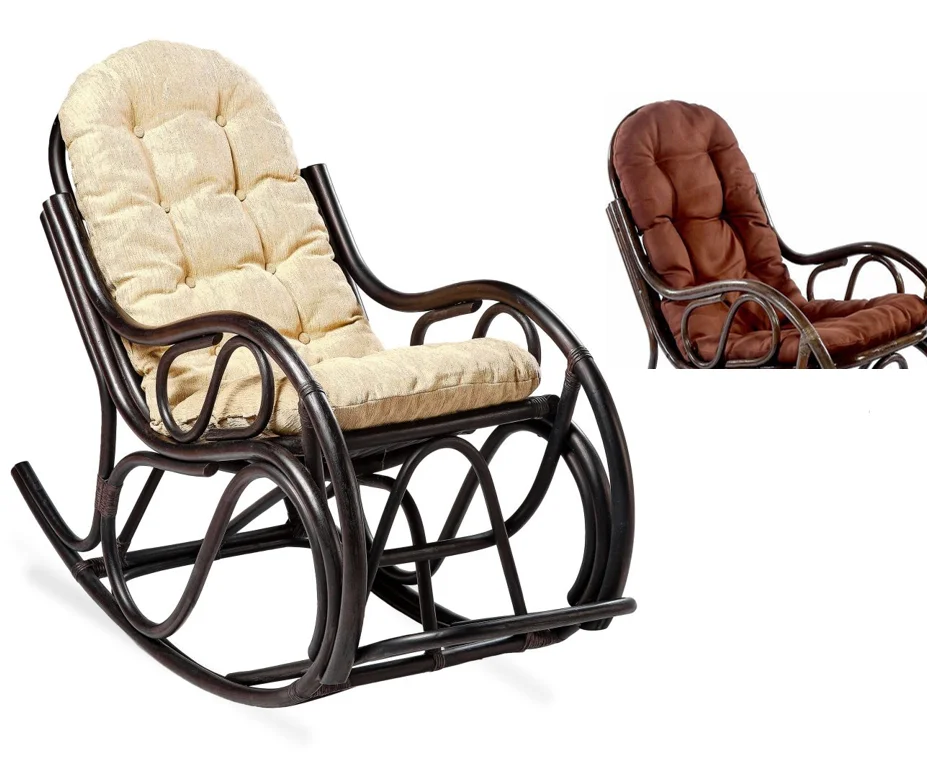 Кресло-качалка (неразборное) с коричневой подушкой, венге
