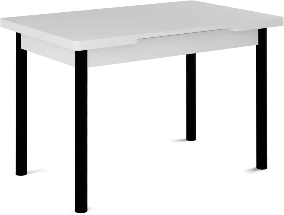Стол Милан-2 EVO 120х80 (+30+30) (Белый цемент) + Нога №04 (Чёрный)