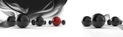 Панель-фартук АВС УФ-печать лак Абстракция50 Черные и красные шары 2000*600*1,5мм Оптион
