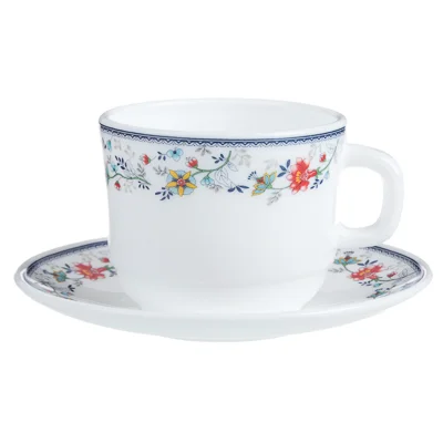 Пара чайная MILLIMI Виола 818-419 (чашка 250мл., блюдце 15см) опаловое стекло, 21001