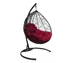 Подвесное кресло "Капля", цвет плетения – черный, подушка – бордо, каркас – черный