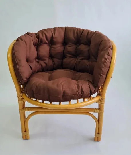 Кресло Багама с коричневой ушастой подушкой твилл , натуральный