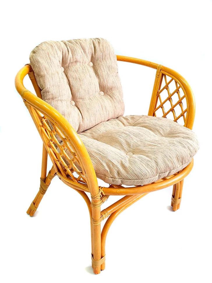 Кресло Багама с бежевой простой подушкой шенилл, мёд