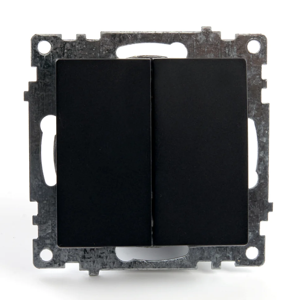 Выключатель двухклавишный СП 220V, 10А, (механизм), черный (GLS10-7104-05) Катрин STEKKER
