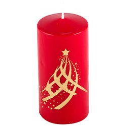 Свеча Deco Christmas Eлка 56*120 (золото на красном)