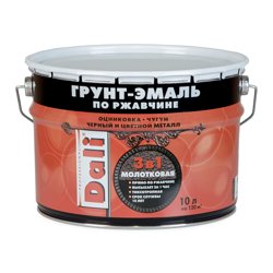 Грунт-эмаль по ржавчине с молотковым эффектом 3 в 1 DALI коричневая 10л
