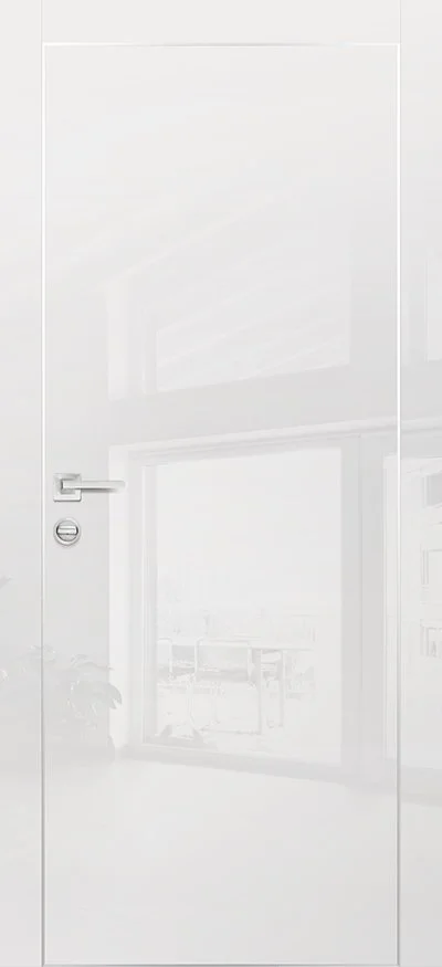 Дверь PROFILO PORTE HGX-1 глухая, белый глянец (AL кромка хром с 2-х сторон) 70