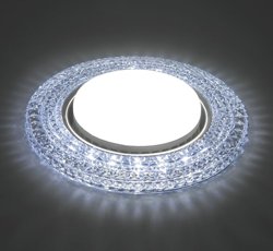 Светильник точечный Feron CD4020 со светодиодной подсветкой, 20LED*2835 SMD 6400K, 15W GX53 без лампы, прозрачный, хром, с драйвером в комплекте