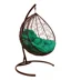 Подвесное кресло "Капля", цвет плетения – коричневый, подушка – зеленый, каркас – коричневый