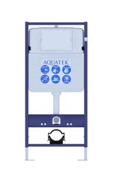 Инсталляция AQUATEK Standart 50 для подв унитаза 1130*510*100 кнопка хром глянцевый R круглая с звукоизоляционной прокладкой и креплением 90-130 мм