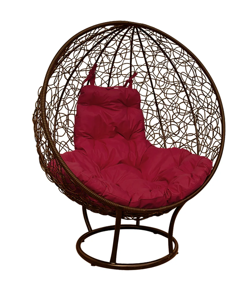 Кресло садовое ORBIS цвет коричневый, подушка бордо