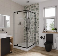 Ограждение душевое NIAGARA NG-6801-08 BLACK 900х900х1950, квадрат, дверь распашная, арт. 68010811BLACK