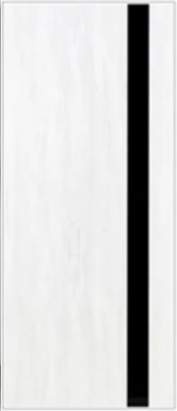 Дверь ТЕРРИ №45 Лофт Санторини, частичное ЧЕРНОЕ стекло 70, еврошпон (кромка БЕЛАЯ)