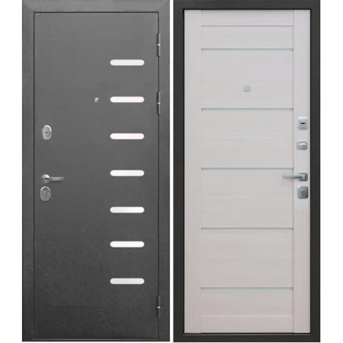 Дверь мет. 9 см Царга NEW 960х2050 &quot;Пр&quot; Металл серебро/Лиственница беж МДФ
