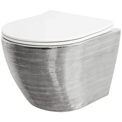 Унитаз подвесной GROSSMAN GR-4455SWLS (480*365*370), серебро, внутри белый, безободковый с тонкой крышкой