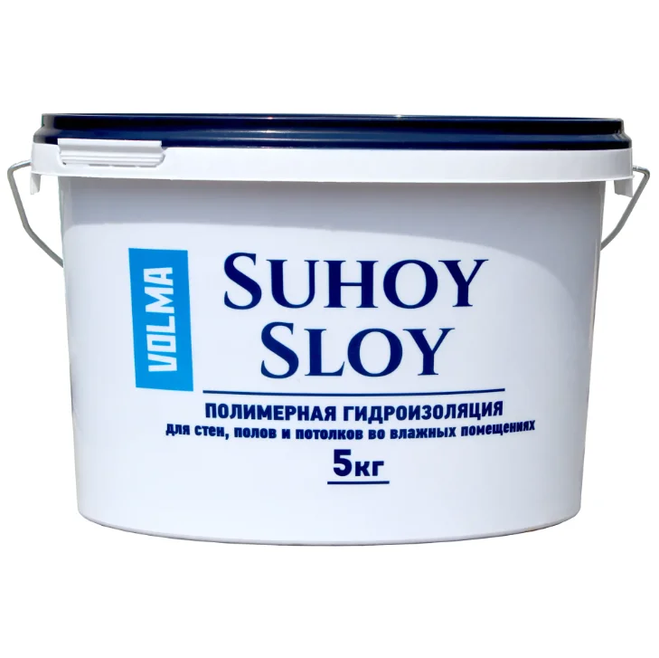 Мастика гидроизоляционная ВОЛМА Suhoy Sloy+ готовая эластичная полиакриловая 5 кг