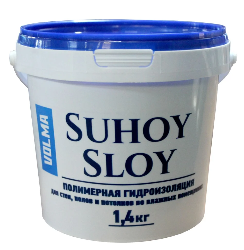 Мастика гидроизоляционная ВОЛМА Suhoy Sloy+ готовая эластичная полиакриловая 1,4 кг