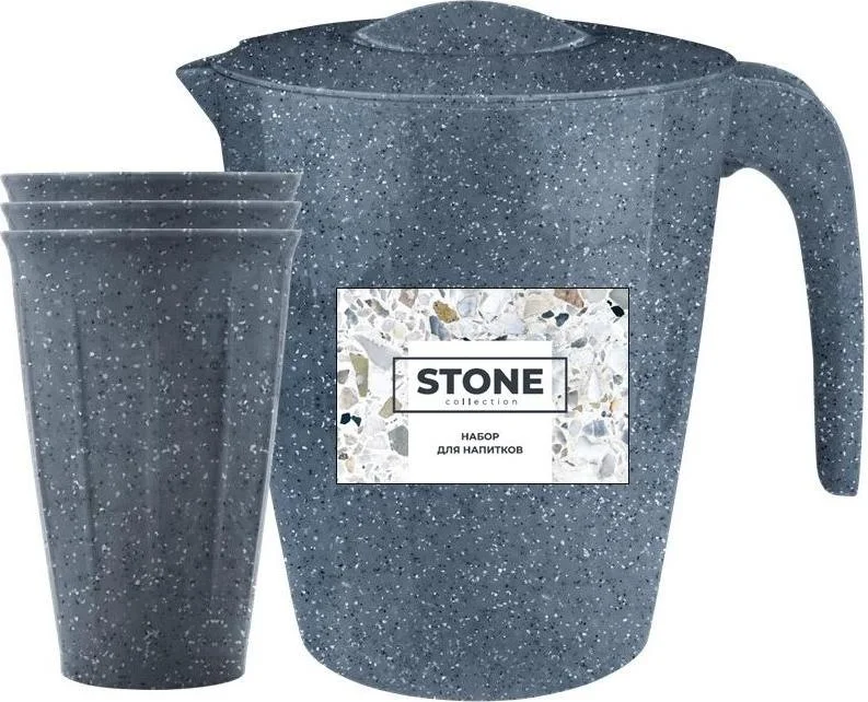 Набор питьевой Sugar&amp;Spice STONE 3 стакана (0,35л) + кувшин (1,9л) темный камень