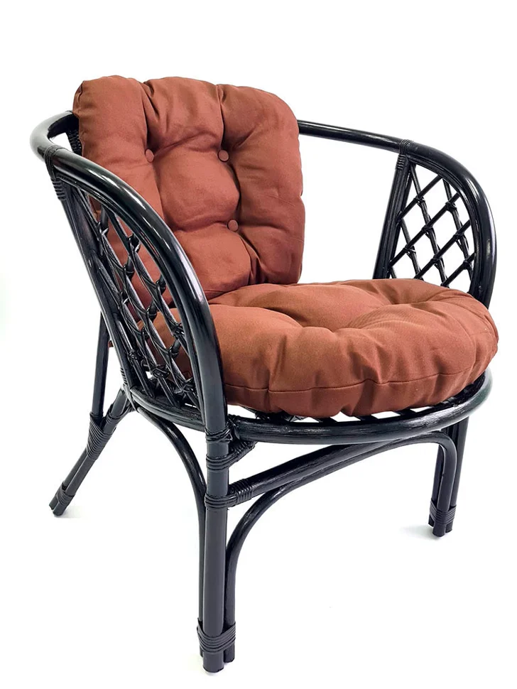 Кресло Багама с коричневой простой подушкой твил, венге