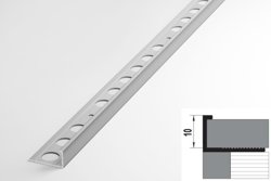 Профиль ЛУКА для плитки алюминиевый ПК 01 окантовочный (9-10мм) 2700 мм Цвет: Серебро анод