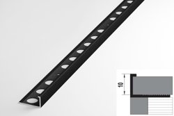Профиль ЛУКА для плитки алюминиевый ПК 01 окантовочный (9-10мм) 2700 мм Цвет: Черный