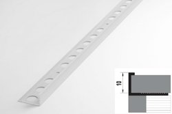Профиль ЛУКА для плитки алюминиевый ПК 01 окантовочный (9-10мм) 2700 мм Цвет: Белый матовый