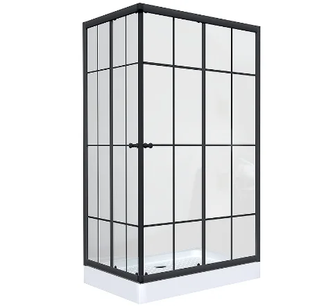 Уголок душевой NIAGARA NG-0120-14 BLACK 1200х800х1950 низкий поддон (14см), стекло прозрачное, арт. NG-0120-14