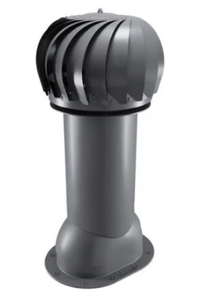 Вентиляция роторная Viotto для мягкой кровли при монтаже, d-150мм, утепленная, серый графит (RAL 7024)