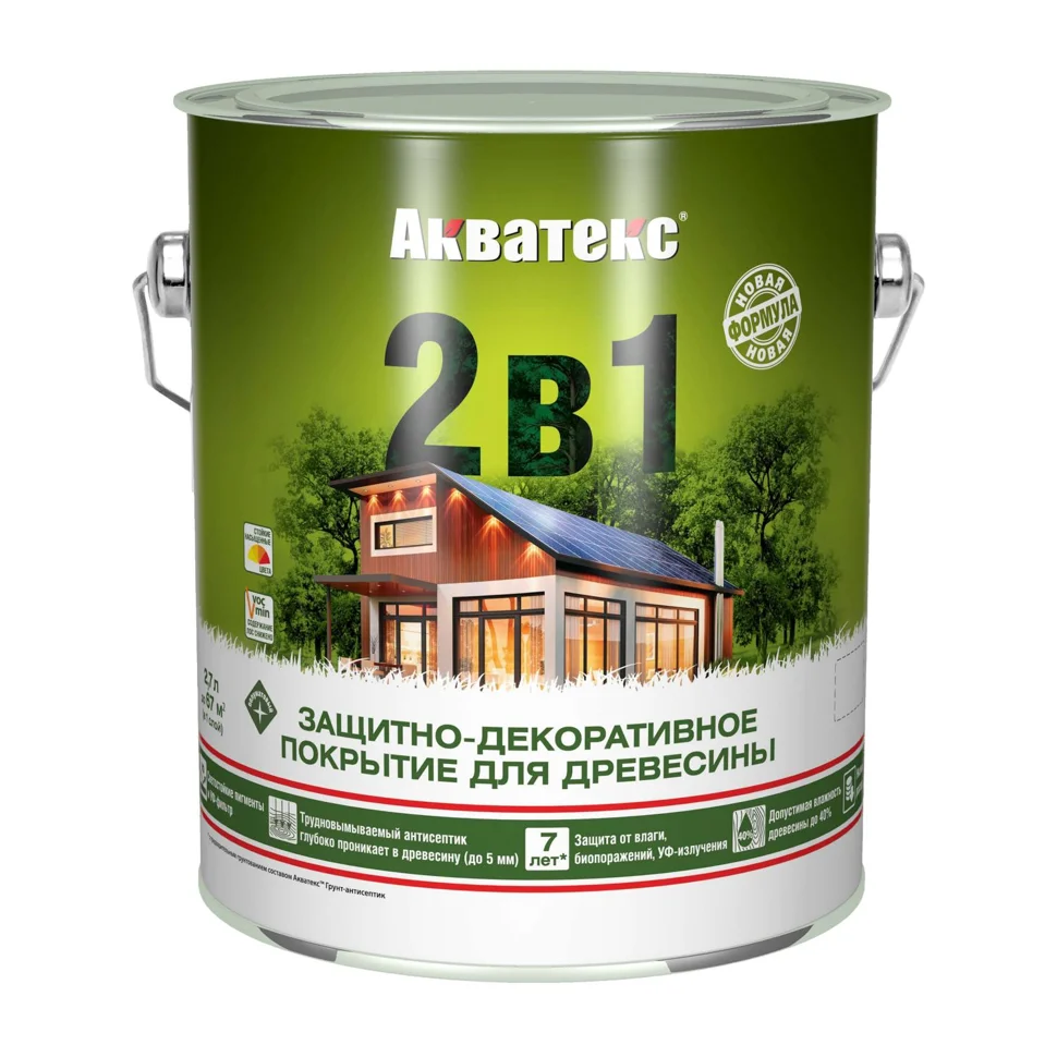 Основа алкидная Акватекс 2 в 1 - белый 2,7л УФ-защита, влажн. древесина 40%