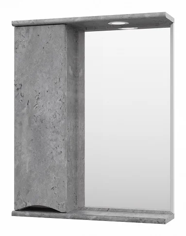 Зеркало-шкаф МИСТИ Атлантик 60 серый камень левое с полочкой, с подсветкой