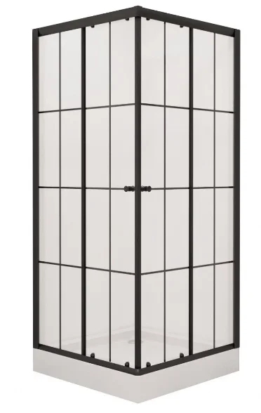 Уголок душевой NIAGARA NG-0100-14 BLACK 1000х1000х1950 низкий поддон (15см), стекло прозрачное, арт. NG-0100-14