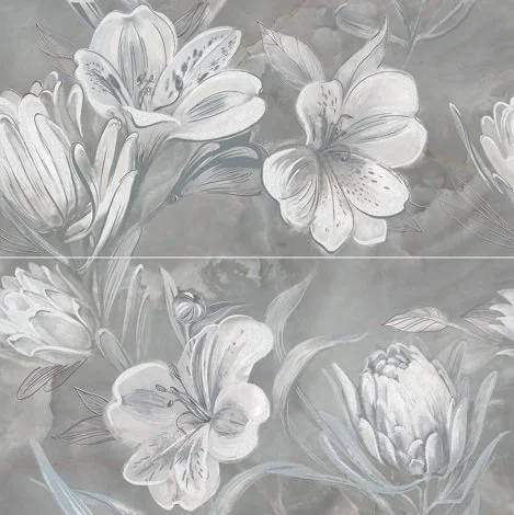 Плитка AZORI OPALE GREY FLOWER Панно (2шт) 63х63 арт.588912003