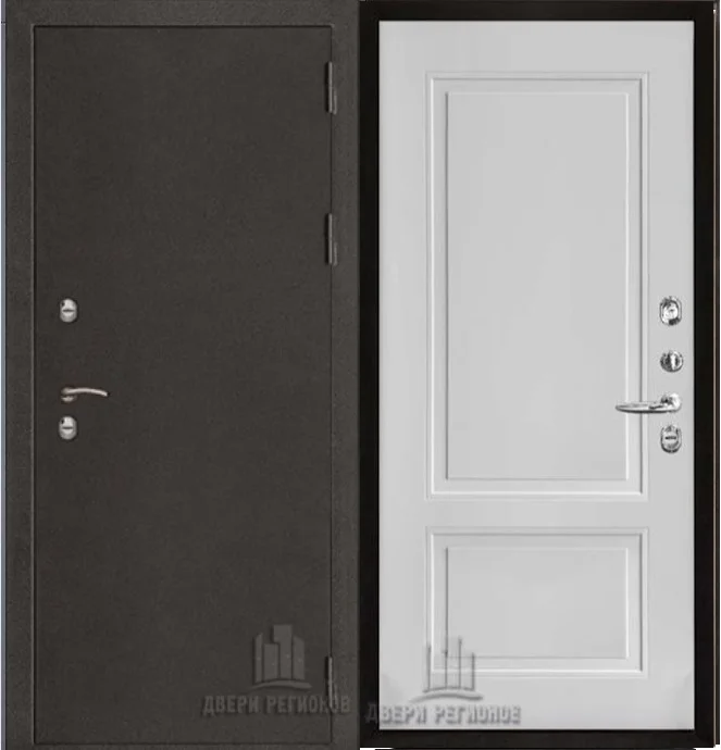 Дверь мет. REGIDOORS Термо3 888x2052 &quot;Л&quot; антик темное серебро/Лана белый снег софт