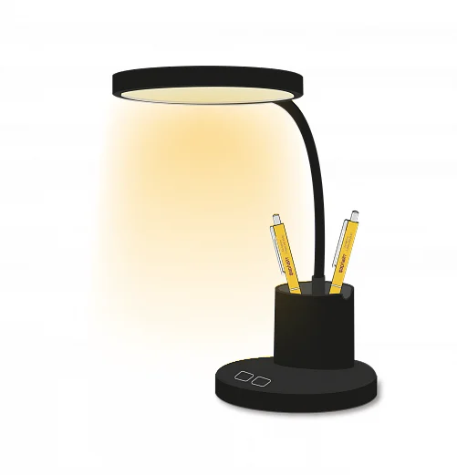 Лампа настольная светодиодный с аккумулятором, 12 Вт, три уровня яркости, 3500/4000/5000 К с органайзером черный Фарлайт